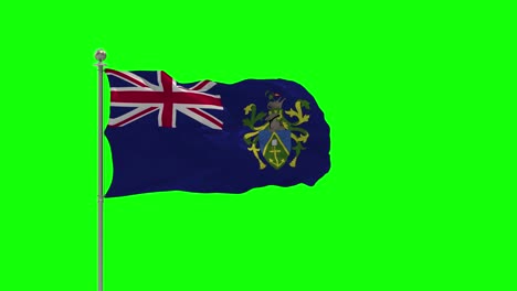 islas pitcairn ilustración 3d de la bandera ondeando en un poste con croma