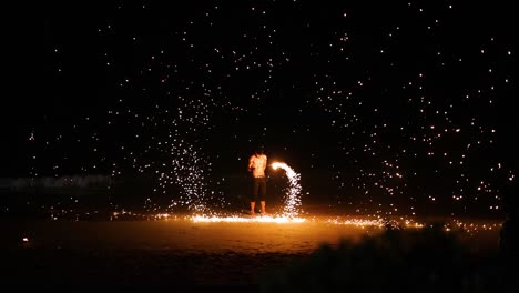 dazzling fire dance on a krabi beach