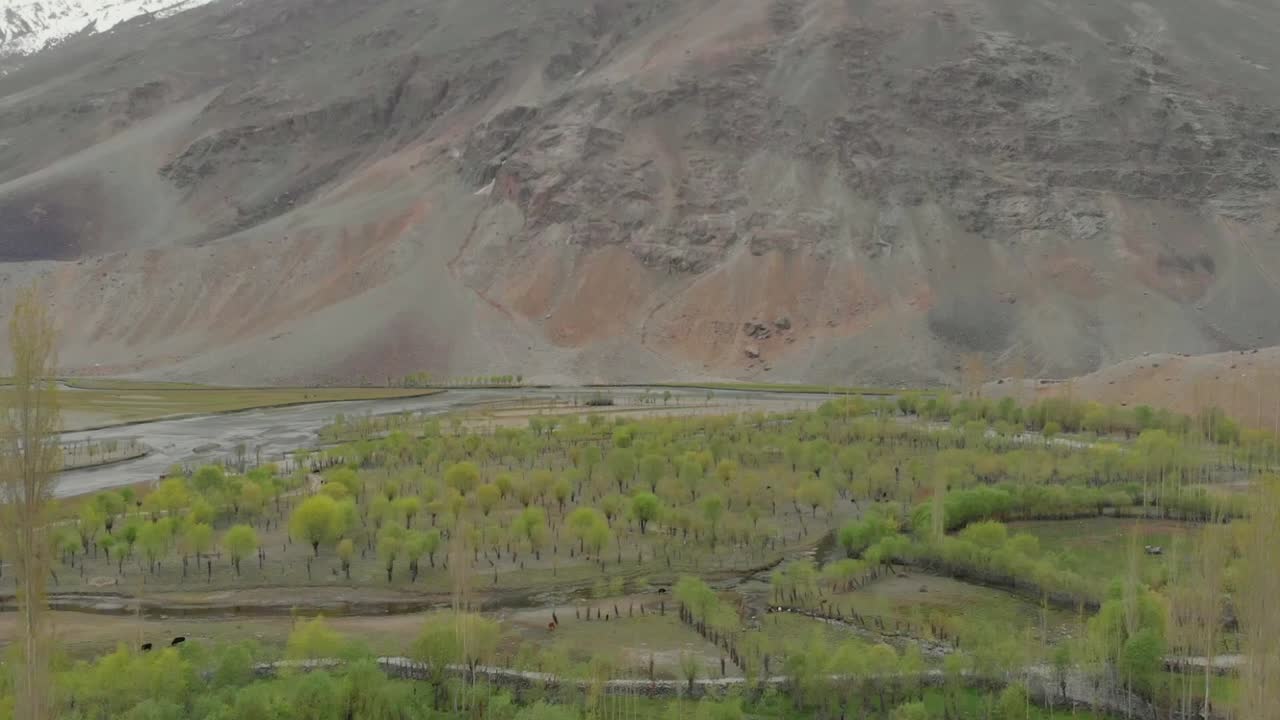 antena sobre el suelo del valle de ghizer con vegetación en pakistán