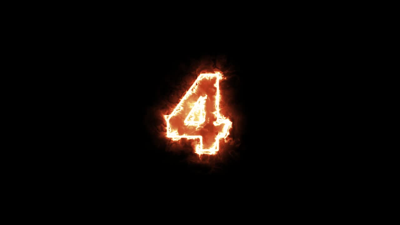 Conto alla rovescia di 10 secondi con animazione di fuoco. Video timer conto alla rovescia 4K dal numero 10 a 0.