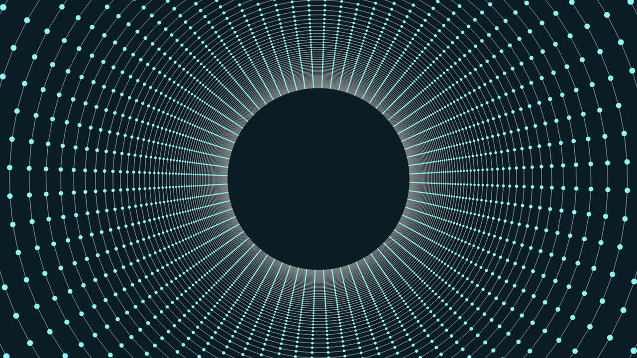 patrón circular simétrico de puntos azules sobre un fondo negro