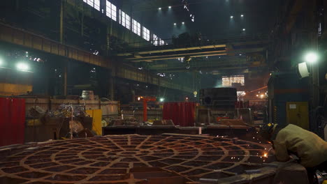 welding in a large industrial factory