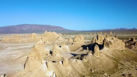 trona pinnacles rock formation and mojave desert in california - aerial drone shot