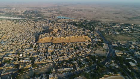 aerial drone 360 panorama footage of jaisalmer city in day time - full hd