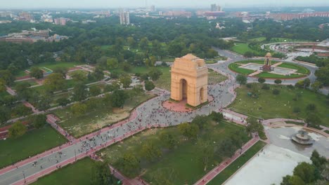 aerial view of india gate , drone aerial view india gate