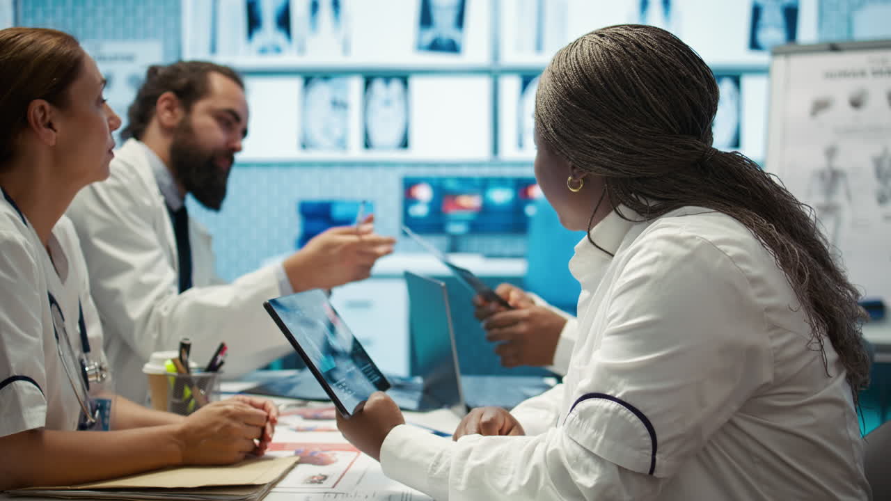 Medical team meeting discussing patient diagnosis