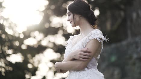 beautiful bride in a stunning wedding dress