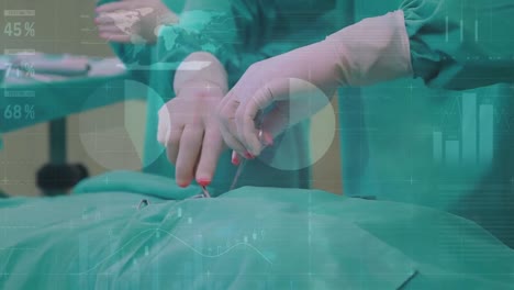 animation of data processing over surgeons during surgery