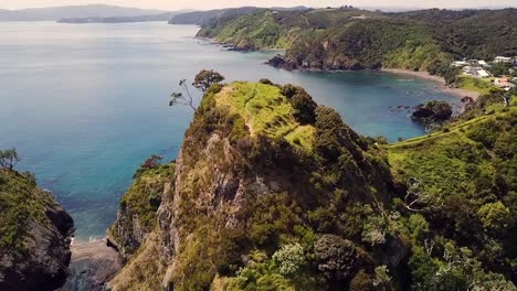 Drone-view-of-Tapeka-point,-Russell-Island,-New-Zealand