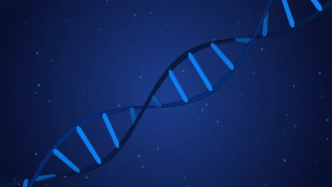animación de la cadena de adn sobre un fondo azul
