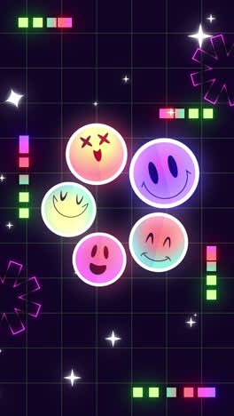 neon emojis retro graphics