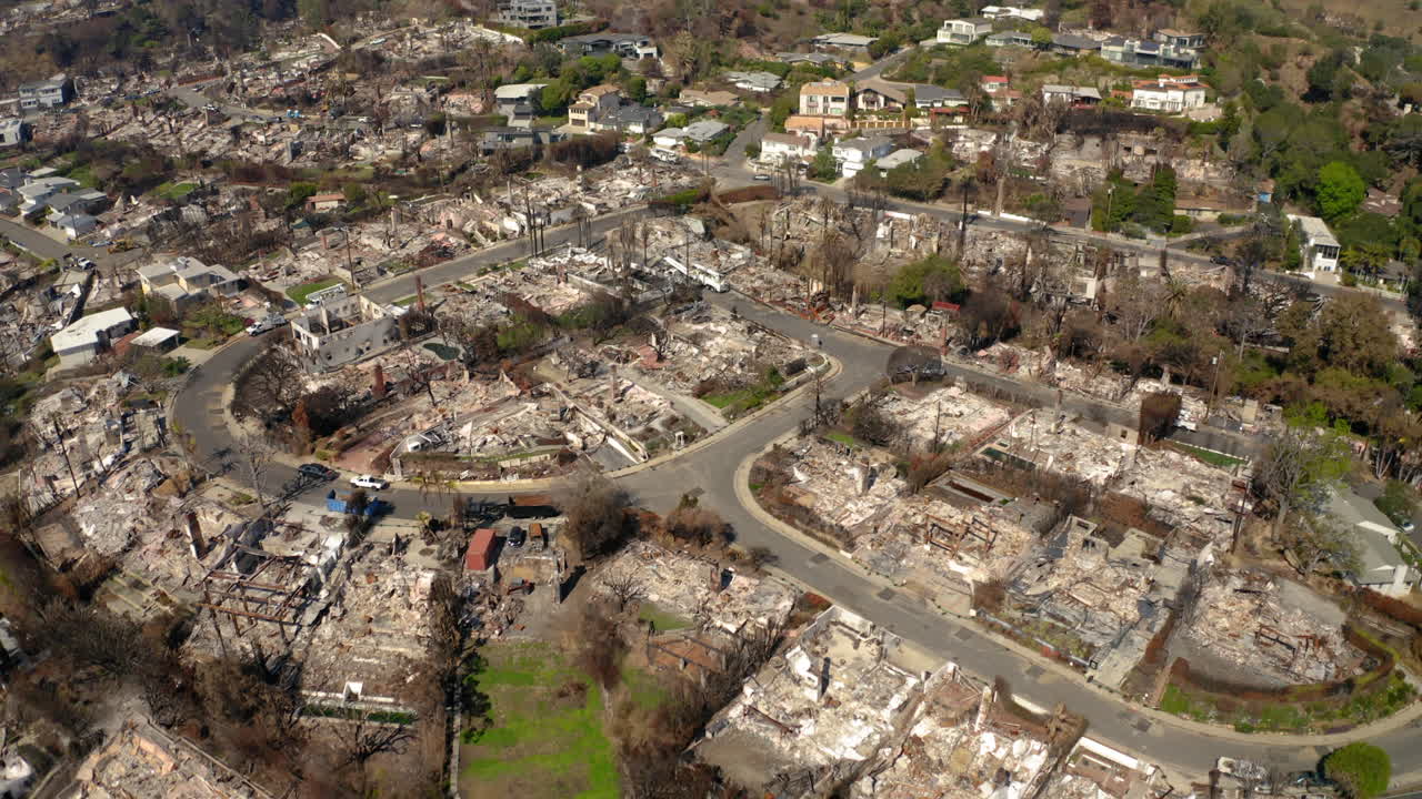 Aerial View of Residential Area Devastated by Wildfire