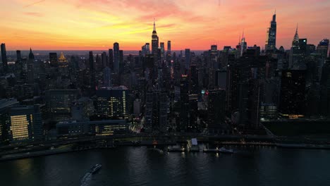 looking across the iconic manhattan new york city skyline and east river