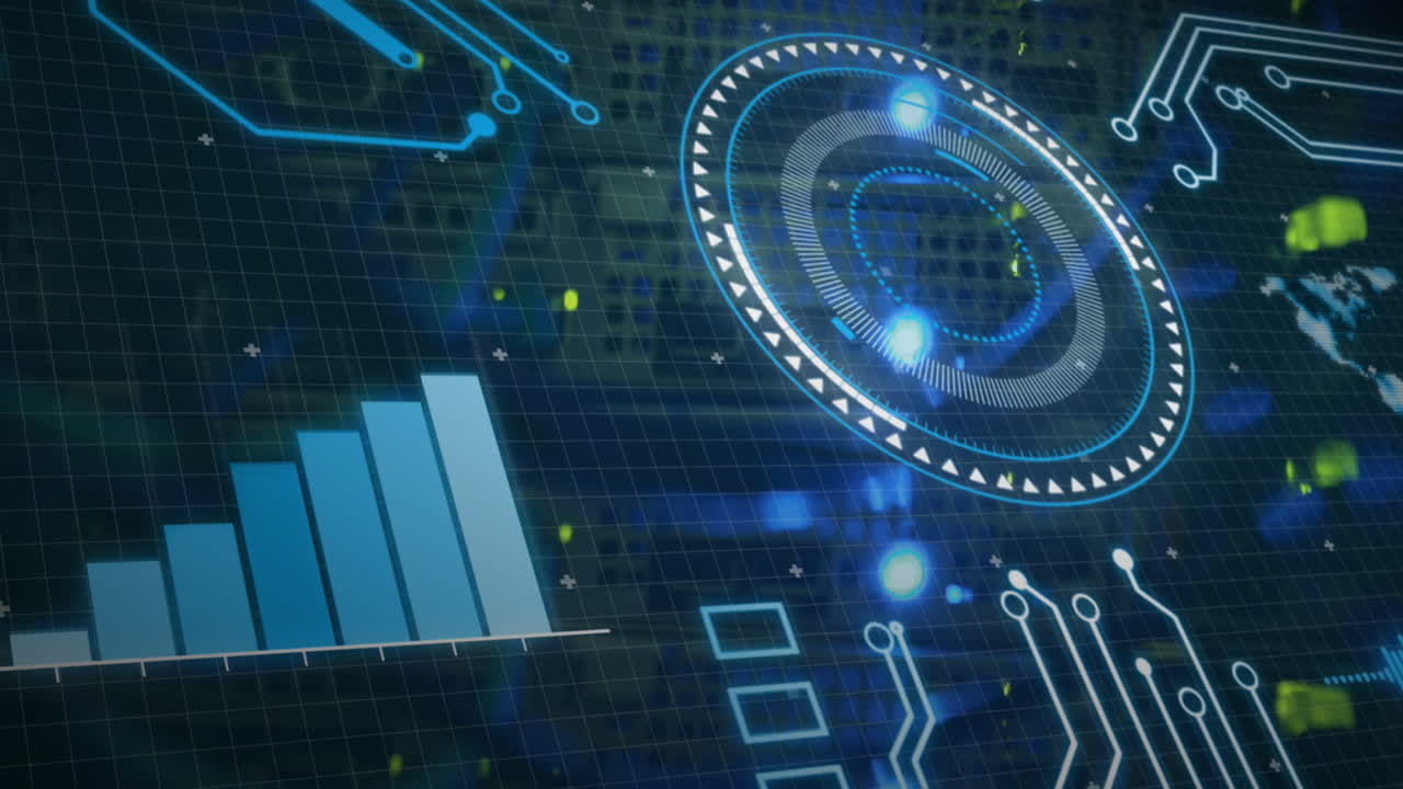 animación del procesamiento de datos a través de cables de computadora