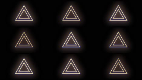 Pulsing neon yellow triangles pattern in rows 9