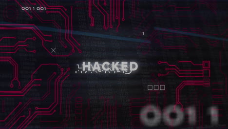 animation of hacked text over data processing