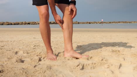 indicating pain and tightness in leg muscles and tendons