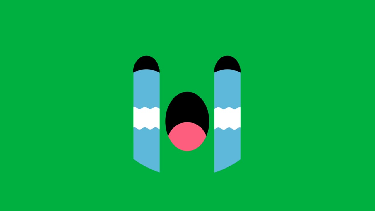 울고 있는 녹색 스크린: 감정을 공유하기 위한 원활한 루프 애니메이션 개념