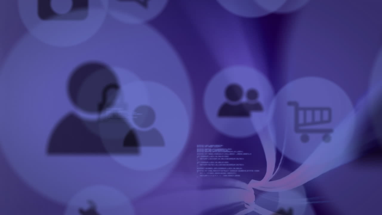 animación de los datos en fondo púrpura