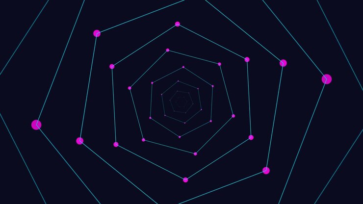 Túnel Abstrato de Padrões Geométricos Hexagonais Rotativos