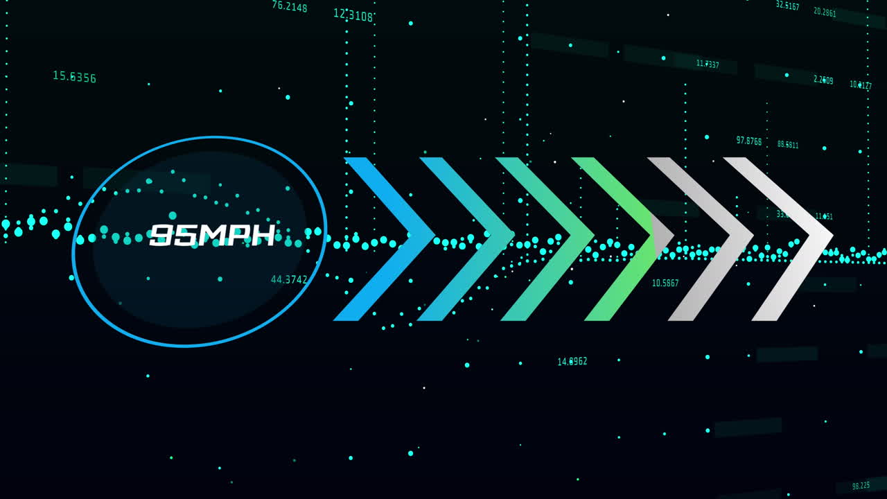 A dynamic digital dashboard displays speed and data, with copy space