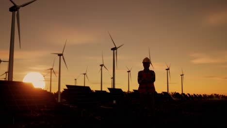 renewable energy engineer at sunset