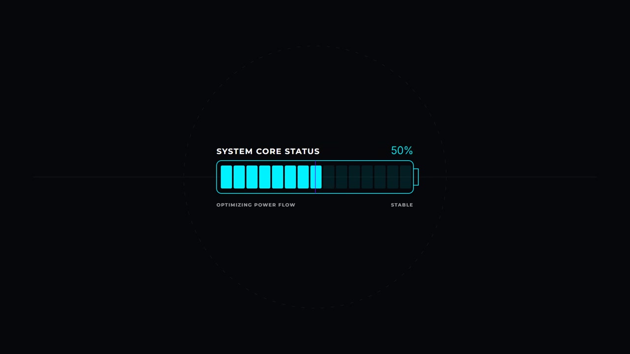Digital Loading Bar Progressing on Dark Background