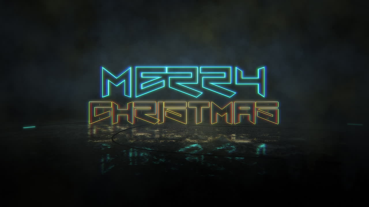 feliz navidad con texto de neón en las calles de la ciudad.