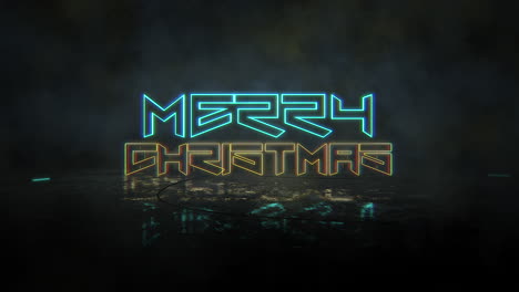 Merry-Christmas-with-neon-text-on-street-of-city