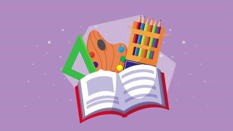 hora de volver a la escuela con libros y suministros