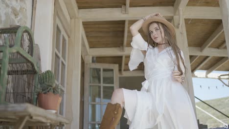 bohemian country girl on a porch