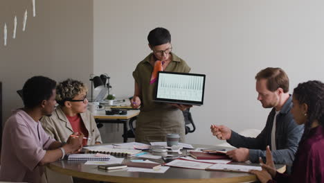 business team having a presentation in a meeting room
