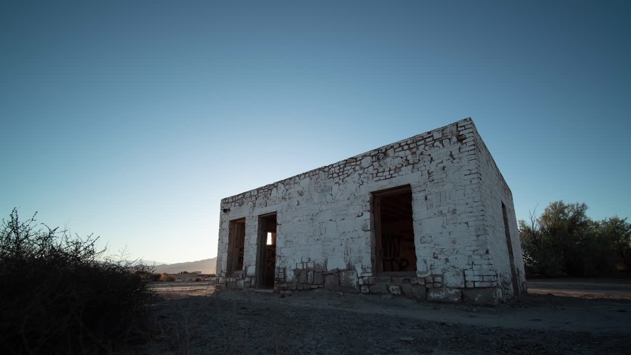 Abandoned Stone Building in the Desert at Sunrise/Sunset
