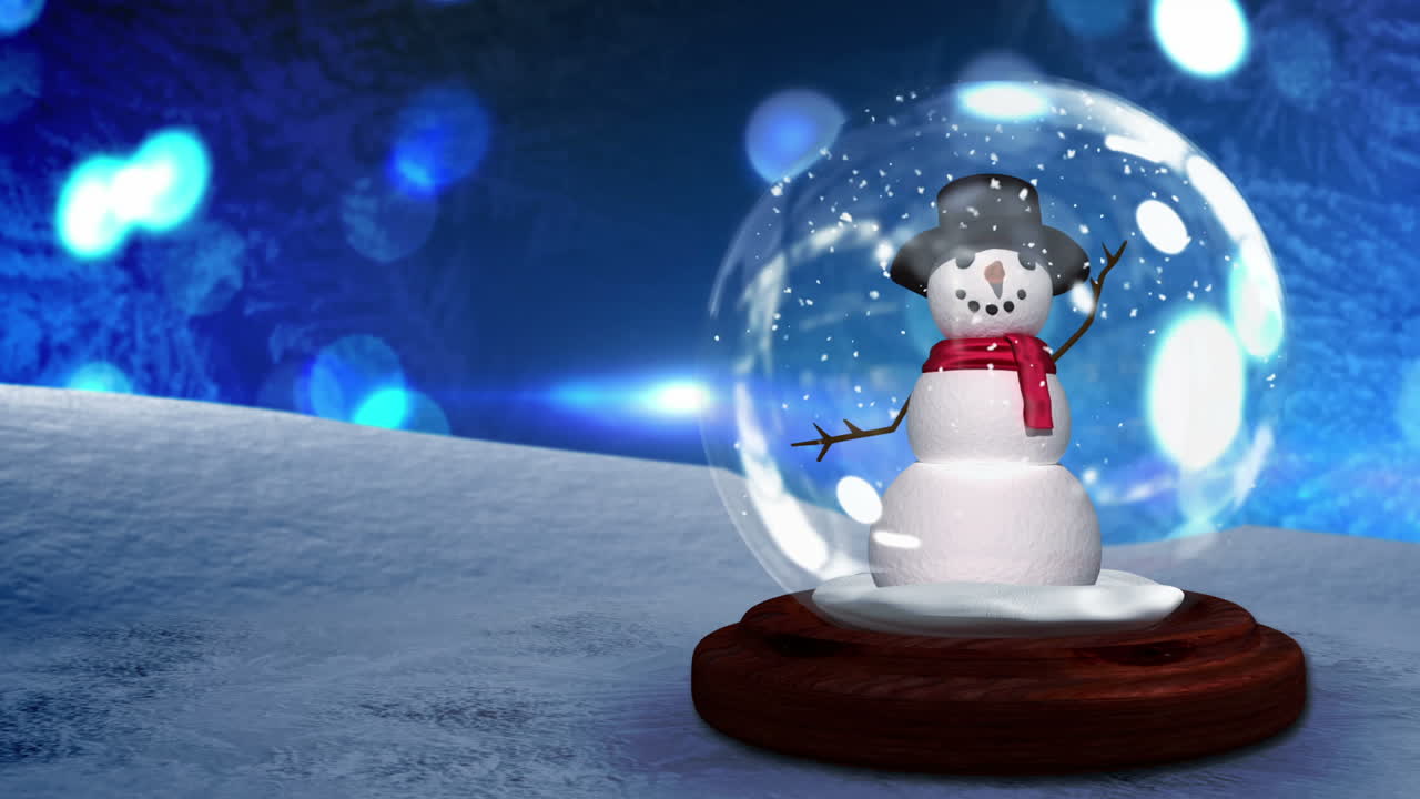 hombre de nieve agitando dentro del globo de nieve