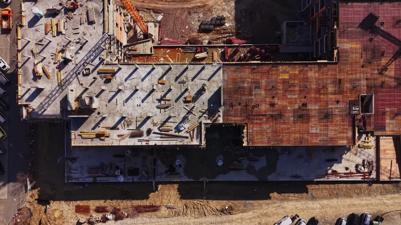 Aerial View of a Large Urban Construction Site