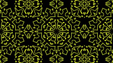 fondo de patrón geometrico sin costuras amarillo abstracto. rayas abstractas bucle de caleidoscopio. rápido psicodélico colorido kaleidoscopio vj fondo. discoteca fondo de movimiento abstracto. efecto caleidoscope