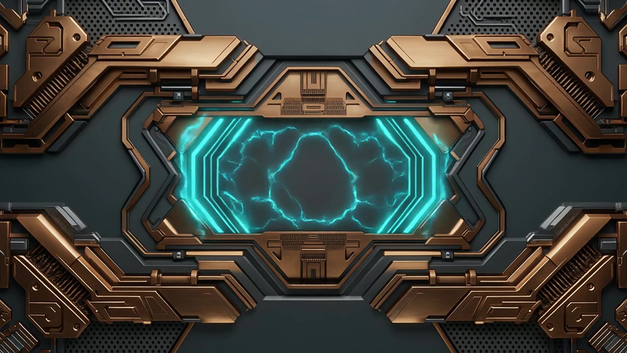 Futuristic Metallic Panel with Pulsating Blue Energy Display
