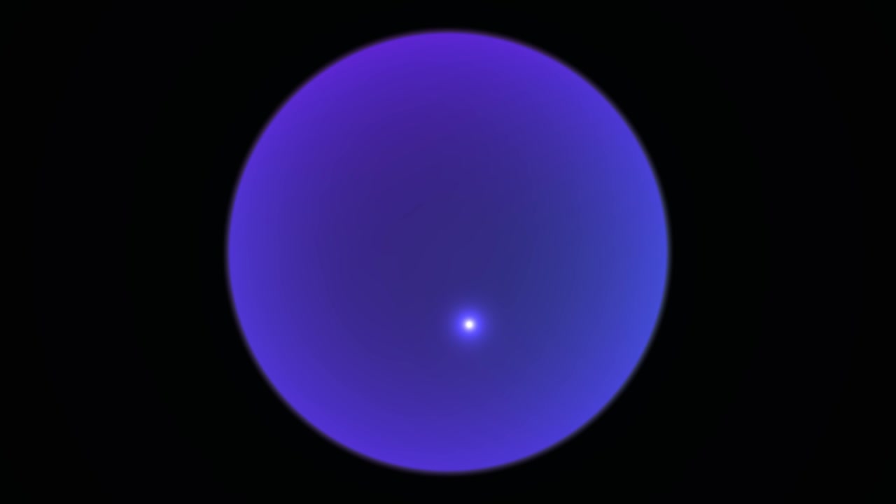 Glowing Purple Sphere with Moving Light Point on Black Background
