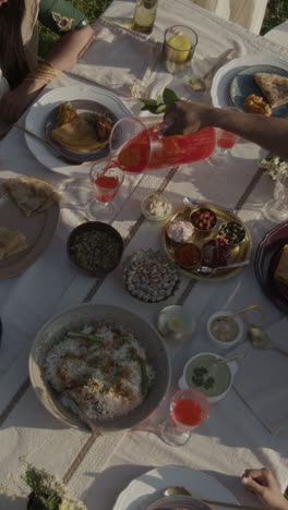 outdoor indian feast with friends