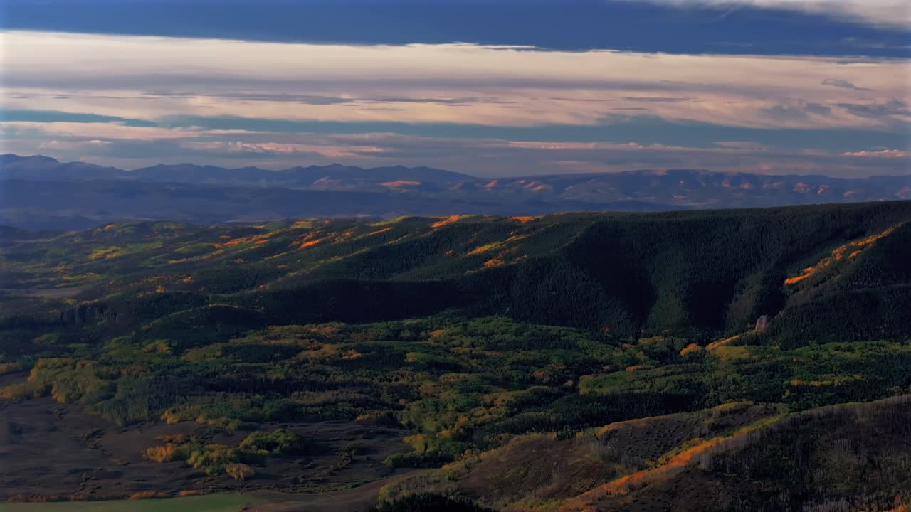 Gunnison National Forest Crested Butte Ohio Pass Swampy Pass Kebler Pass fall autumn Colorado aerial drone Elk Range Rocky Mountains Beaver Ponds morning bluesky sunny yellow Aspens trees circle