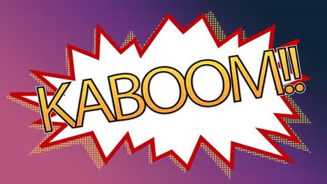 pop art kaboom animación de una tira cómica contra un fondo púrpura de sombra