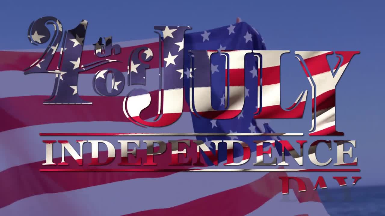 7월 4일, 독립기념일 텍스트와 미국 국기