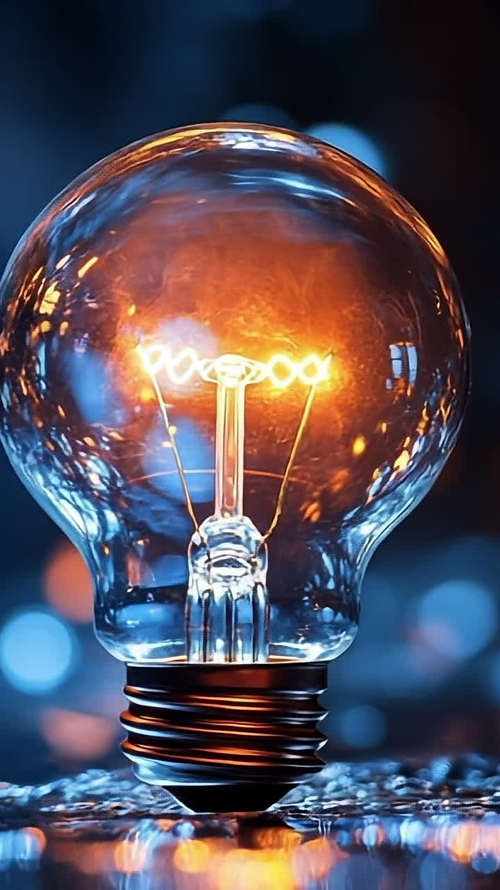 Glowing bulb in dark space