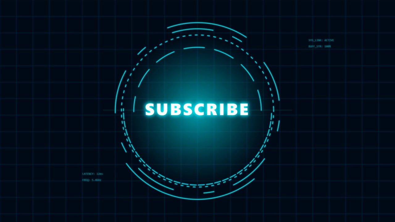 Animated Subscribe Button with Futuristic Digital HUD Interface