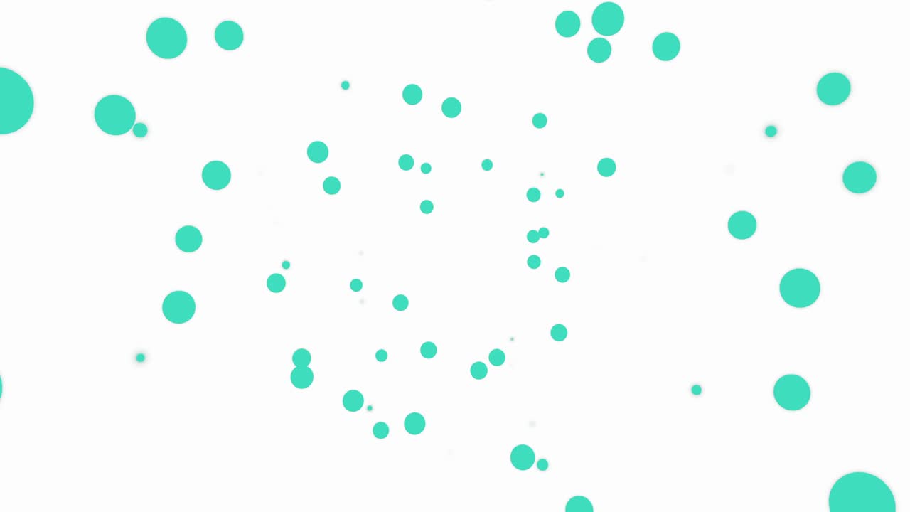 White minimalistic geometric loop background with green spots, confetti or polka dots. Abstract 3D Hypnotic Perpetual rotation animation