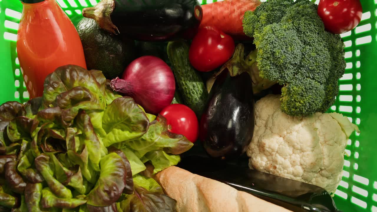 Grocery Shopping Basket with Fresh Produce