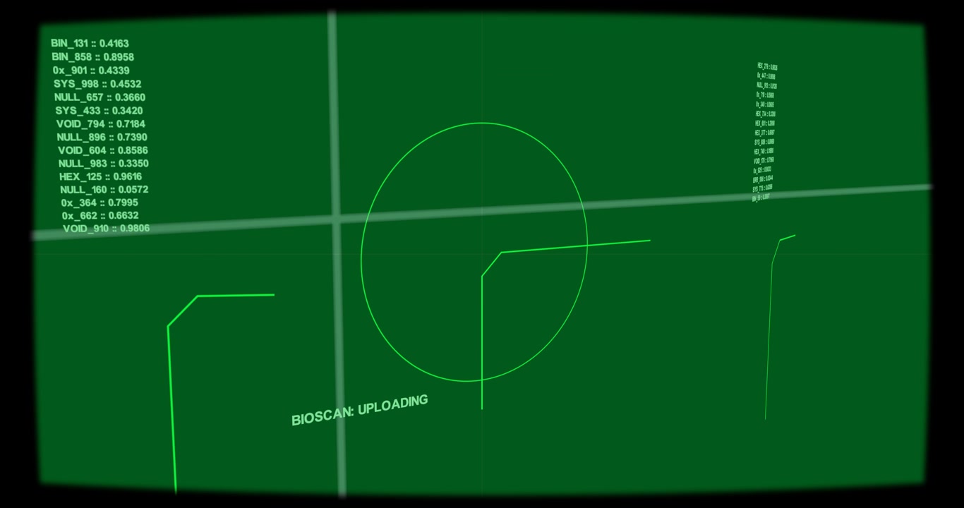 BIOSCAN uploading HUD, reticle shifting, rotating, data updating for system check on transparent