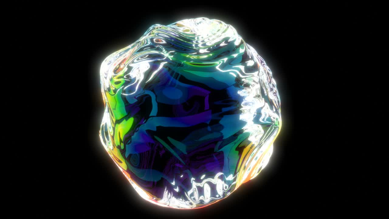 3d 스타일의 홀로그래픽 구, 추상적인 모양, 유동적인 움직임, 그리고 무질서한 반사, 4k 루프가 가능합니다.