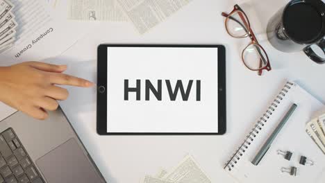 hnwi displaying on a tablet screen