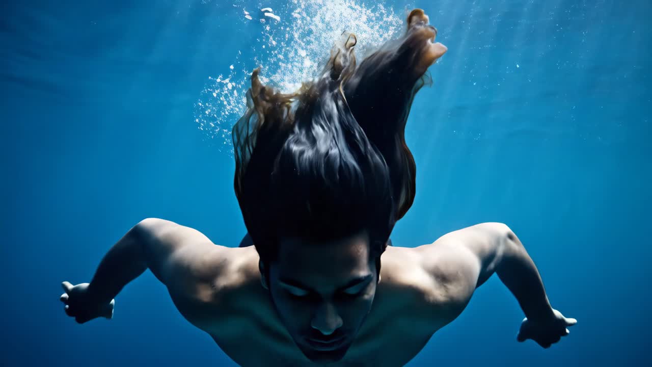 Man Swimming Underwater